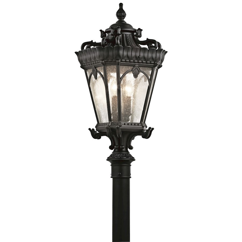 Kichler Tournai 27in 3-Light Outdoor Post Light | Textured Black Cast Aluminum | Patio & Garden | 12 x 27 in | Model 9558BKT