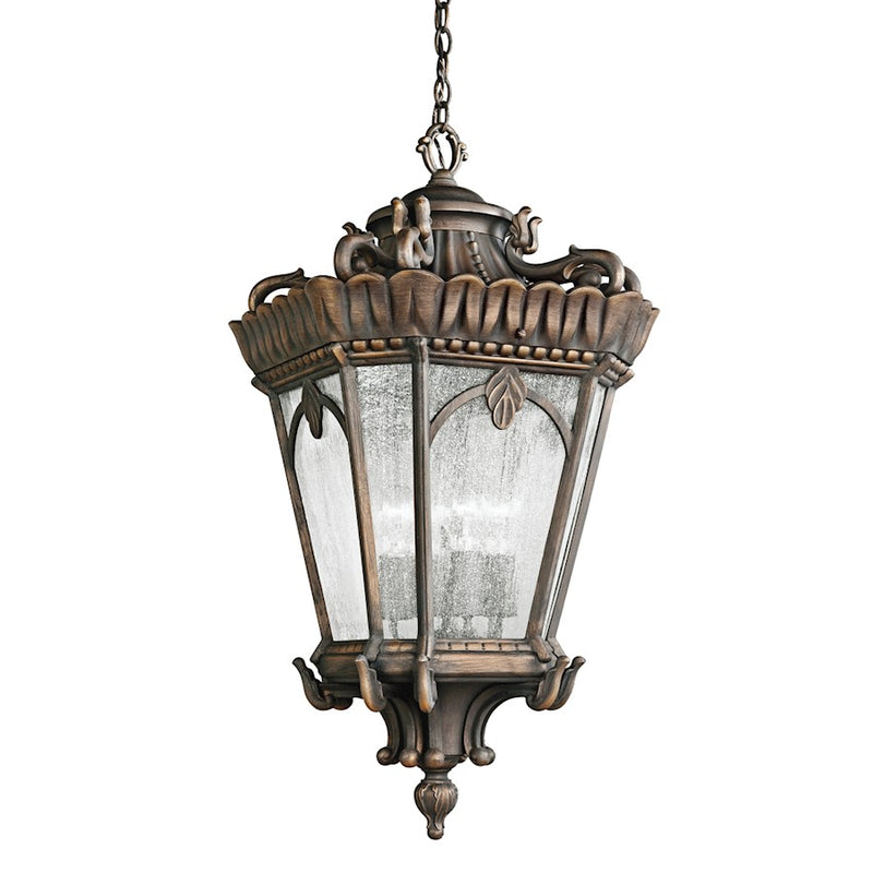 Kichler Tournai 17in 4-Light Outdoor Pendant | Londonderry and Clear Seeded Glass | Covered Patio & Porch | 17 x 33.5 in | Model 9564LD