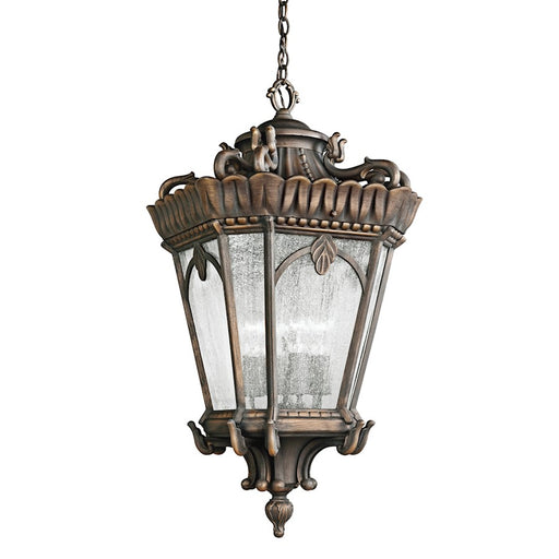 Kichler Tournai 17in 4-Light Outdoor Pendant | Londonderry and Clear Seeded Glass | Covered Patio & Porch | 17 x 33.5 in | Model 9564LD