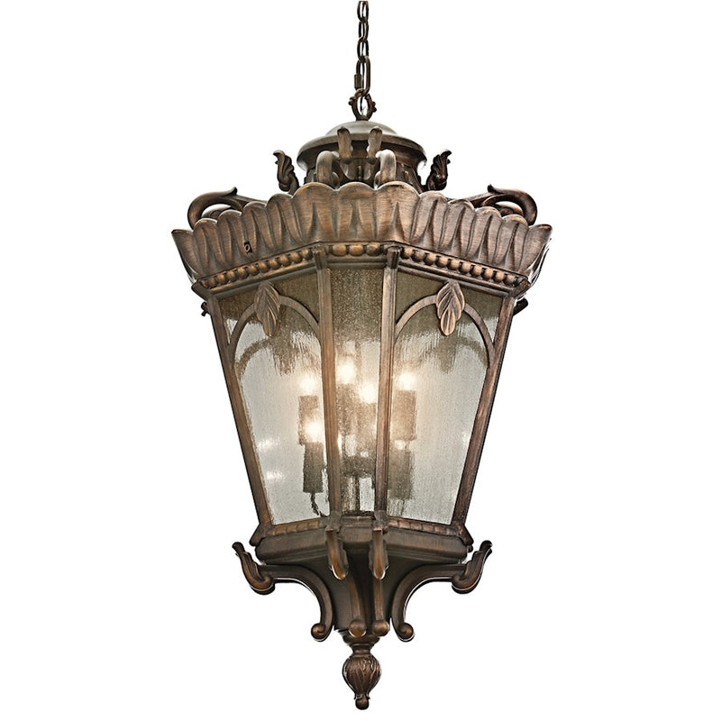Kichler Tournai 25.5in 8-Light Outdoor Pendant | Cast Aluminum Londonderry and Clear Seeded Glass | Covered Patio & Entryway | Model 9568LD