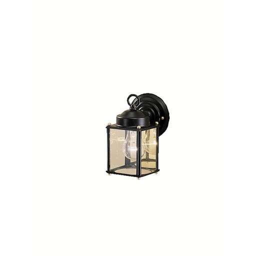Kichler New Street 8in 1-Light Outdoor Wall Lantern | Traditional Black and Clear Glass | Entryway & Porch | 5 x 8.25 in | Model 9611BK