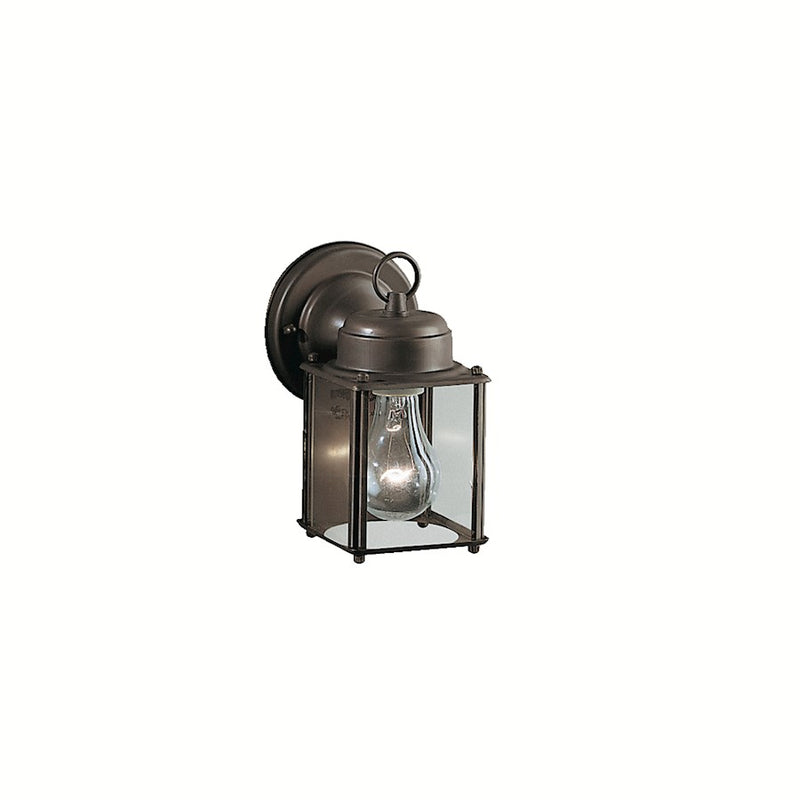 Kichler New Street 8in 1-Light Outdoor Wall Lantern | Traditional Olde Bronze Aluminum Clear Glass | Entryway & Covered Patio | Model 9611OZ