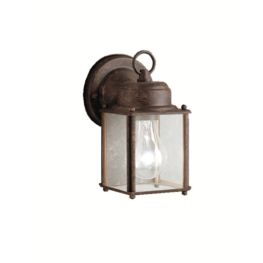 Kichler New Street 8in 1-Light Outdoor Wall Sconce | Traditional Tannery Bronze and Clear Glass | Covered Patio & Entryway | Model 9611TZ