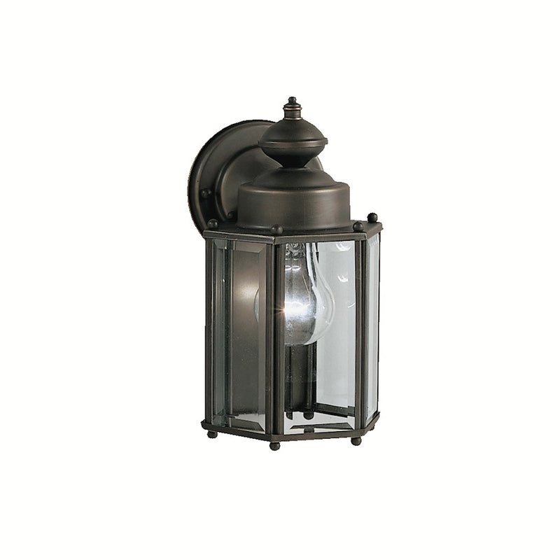 Kichler New Street 10in 1-Light Outdoor Wall Lantern | Traditional Olde Bronze and Clear Beveled Glass | Entryway & Covered Patio | Model 9618OZ