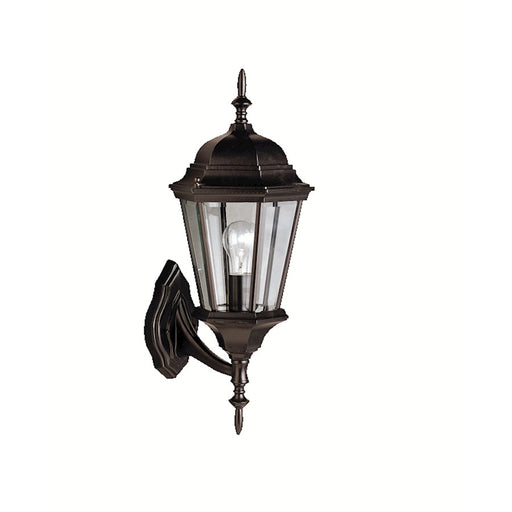 Kichler Madison 8in 1-Light Outdoor Wall Sconce | Traditional Black and Clear Beveled Glass | Covered Patios & Entryways | Model 9653BK