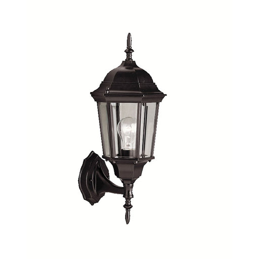 Kichler Madison 22.75in 1-Light Outdoor Wall Sconce | Traditional Black and Clear Beveled Glass | Entryway & Porch | 9.5 x 22.75 in | Model 9654BK