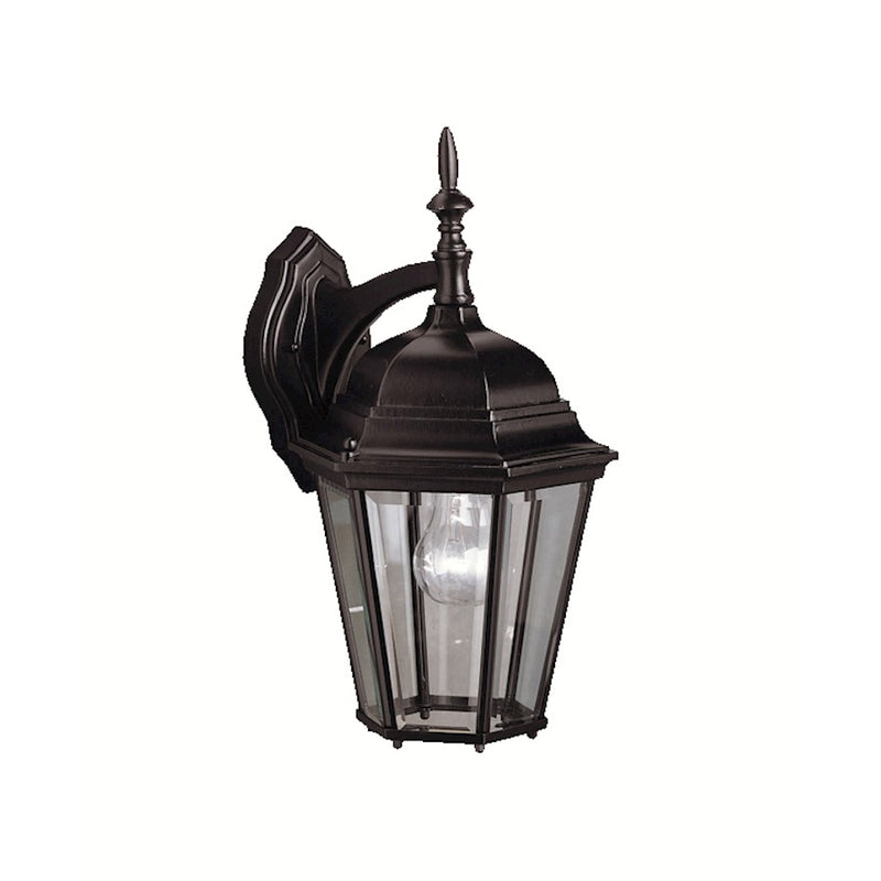 Kichler Madison 9in 1-Light Outdoor Wall Sconce | Traditional Black and Clear Beveled Glass | Covered Patio & Entryway | Model 9655BK
