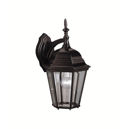 Kichler Madison 9in 1-Light Outdoor Wall Sconce | Traditional Black and Clear Beveled Glass | Covered Patio & Entryway | Model 9655BK