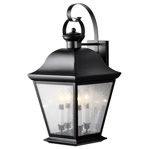 Kichler Mount Vernon 4-Light Outdoor Wall Sconce | Black Solid Brass and Clear Seeded Glass | Covered Patio & Entryway | 13 x 27.75 in | Model 9704BK