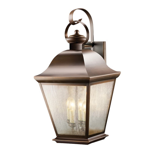 Kichler Mount Vernon 28in 4-Light Outdoor Wall Sconce | Traditional Olde Bronze and Clear Seeded Glass | Covered Patio & Entryway | Model 9704OZ