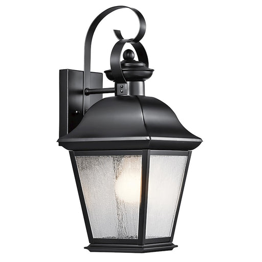 Kichler Mount Vernon 8in 1-Light Outdoor Wall Sconce | Traditional Black and Clear Seeded Glass | Covered Patio & Entryway | Model 9708BK