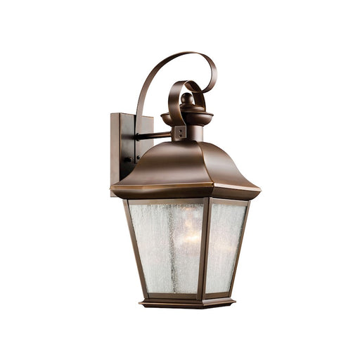 Kichler Mount Vernon 1-Light Outdoor Wall Sconce | Rustic Olde Bronze and Clear Seeded Glass | Covered Patio & Entryway | Model 9708OZ