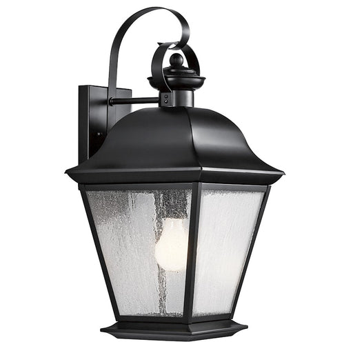 Kichler Mount Vernon 20in 1-Light Outdoor Wall Sconce | Traditional Black and Clear Seeded Glass | Covered Patio & Entryway | Model 9709BK
