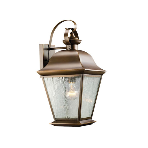 Kichler Mt Vernon 20in 1-Light Outdoor Wall Sconce | Rustic Olde Bronze and Clear Seeded Glass | Covered Porch & Entryway | 10 x 20 in | Model 9709OZ