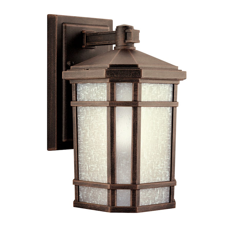 Kichler Cameron 6in 1-Light Outdoor Wall Lantern | Arts & Crafts Prairie Rock and Etched Linen Glass | Covered Patio & Entryway | Model 9718PR