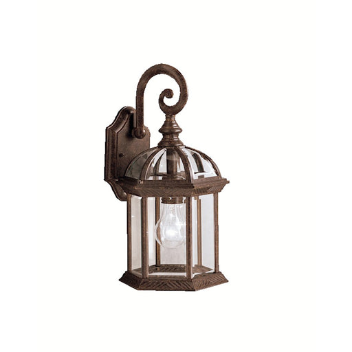 Kichler Barrie 8in 1-Light Outdoor Wall Sconce | Traditional Tannery Bronze and Clear Beveled Glass | Covered Patios & Entryways | Model 9735TZ