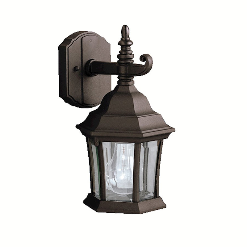 Kichler Townhouse 12in 1-Light Outdoor Wall Sconce | Traditional Black and Clear Beveled Glass | Covered Patio & Entryway | 6.5 x 12 in | Model 9788BK