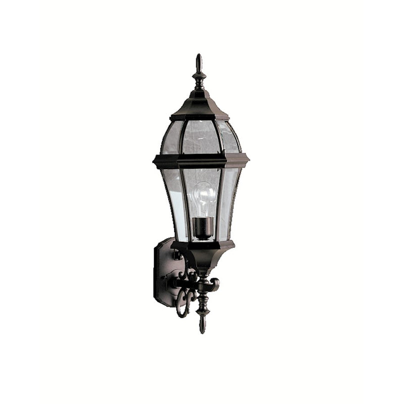 Kichler Townhouse 27in 1-Light Outdoor Wall Sconce | Traditional Black and Clear Beveled Glass | Entryway & Covered Patio | Model 9791BK
