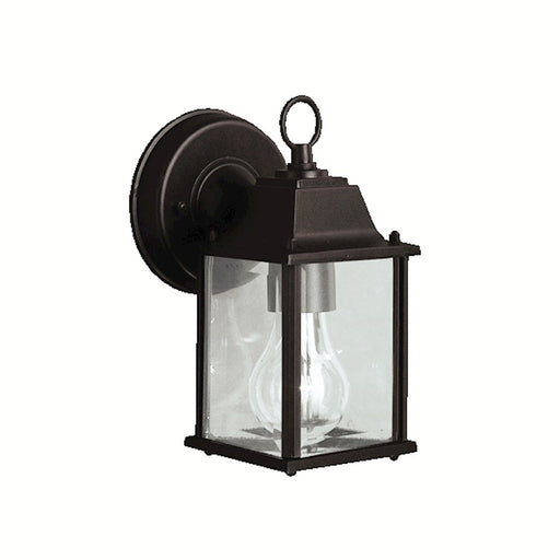 Kichler Barrie 8.5in 1-Light Outdoor Wall Sconce | Traditional Black and Clear Beveled Glass | Covered Patio & Entryway | 4.75 x 8.5 in | Model 9794BK