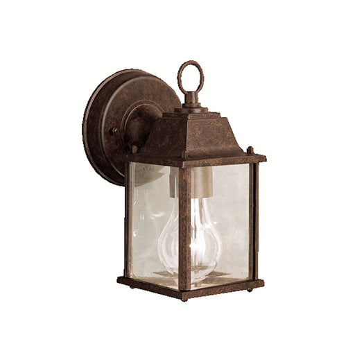 Kichler Barrie 8in 1-Light Outdoor Wall Sconce | Traditional Tannery Bronze and Clear Beveled Glass | Covered Patio & Entryway | Model 9794TZ