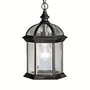 Kichler Barrie 8in 1-Light Outdoor Pendant | Traditional Black Cast Aluminum and Clear Beveled Glass | Covered Patio & Entryway | Model 9835BK