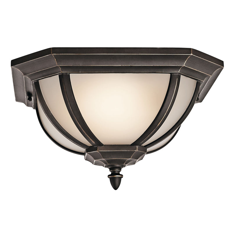 Kichler Ralston Outdoor Ceiling 2Lt, Rubbed Bronze, Satin Etched