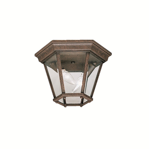 Kichler Madison 11in 2-Light Flush Mount | Traditional Tannery Bronze and Clear Beveled Glass | Covered Patio & Entryway | 11 x 7.25 in | Model 9850TZ