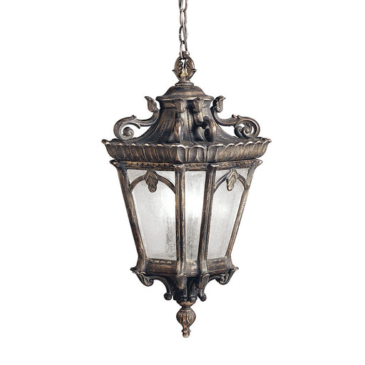 Kichler Tournai 3-Light Outdoor Pendant | Traditional Londonderry Cast Aluminum & Clear Seeded Glass | Covered Patio & Entryway | Model 9855LD