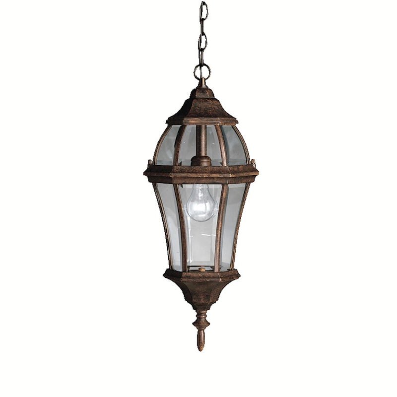 Kichler Townhouse 24in 1-Light Outdoor Pendant | Traditional Tannery Bronze and Clear Beveled Glass | Covered Patios & Entryways | Model 9892TZ