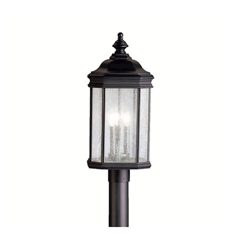 Kichler Kirkwood 3-Light Outdoor Post Light | Classic Black Cast Aluminum and Clear Seeded Glass | Driveway & Garden Path | Model 9918BK