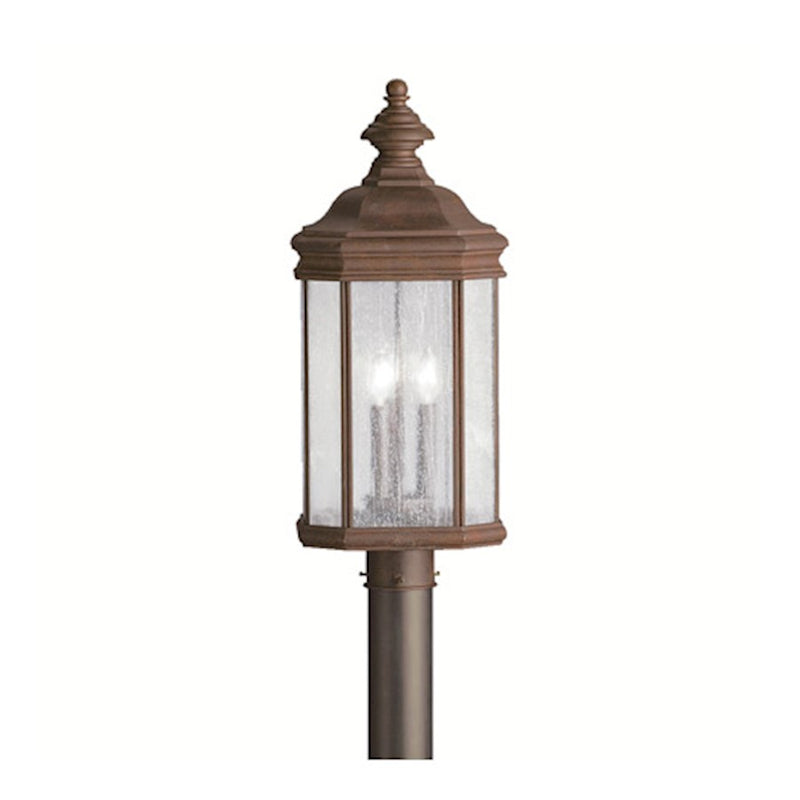 Kichler Kirkwood 3-Light Outdoor Post Light | Classic Black Cast Aluminum and Clear Seeded Glass | Driveway & Garden Path | Model 9918BK