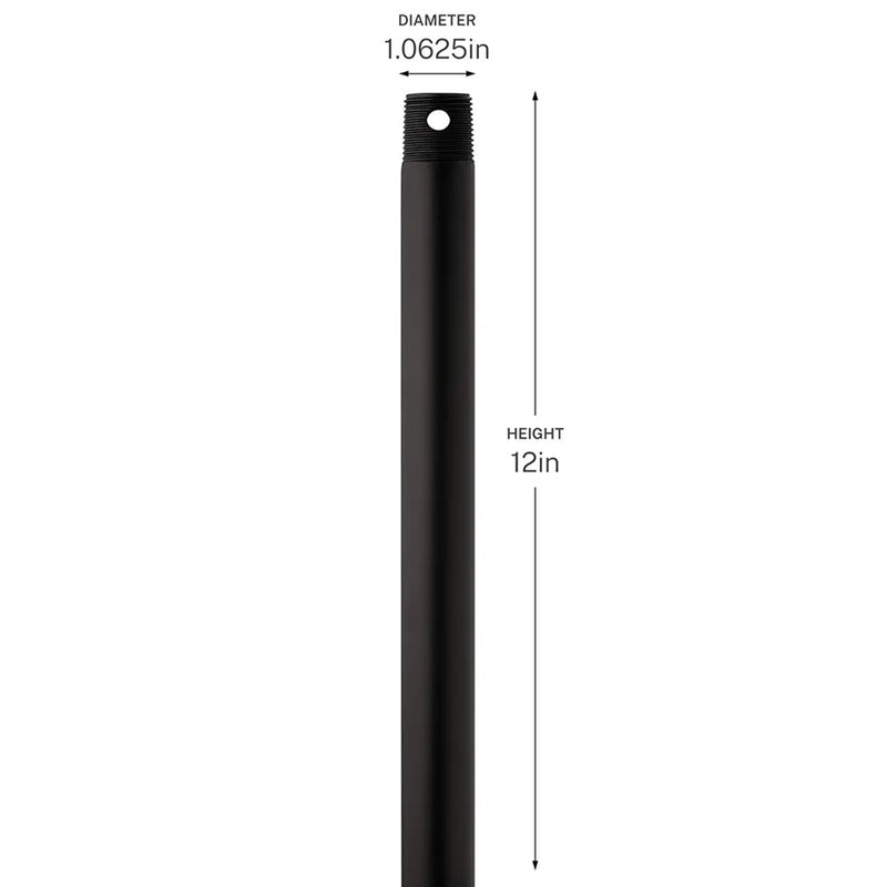 Kichler Accessory 12in Single Threaded Ceiling Fan Downrod | Satin Natural Bronze Steel | Ceiling Fan Accessory | 12 in L | Model C2603-SNB