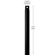 Kichler 24in Single Threaded Ceiling Fan Downrod | Matte Black Steel | Medium Ceiling Extension | 24 in L | Model C2605-BK