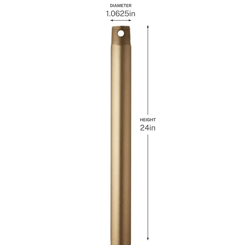 Kichler 24in Single Threaded Ceiling Fan Downrod | Steel Champagne Bronze | Ceiling Fan Accessory | 24 in L | Model C2605-CPZ