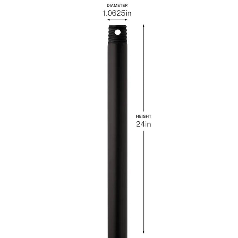 Kichler 24in Single Threaded Ceiling Fan Downrod | Satin Natural Bronze Steel | Ceiling Fan Accessory | 24 in L | Model C2605-SNB