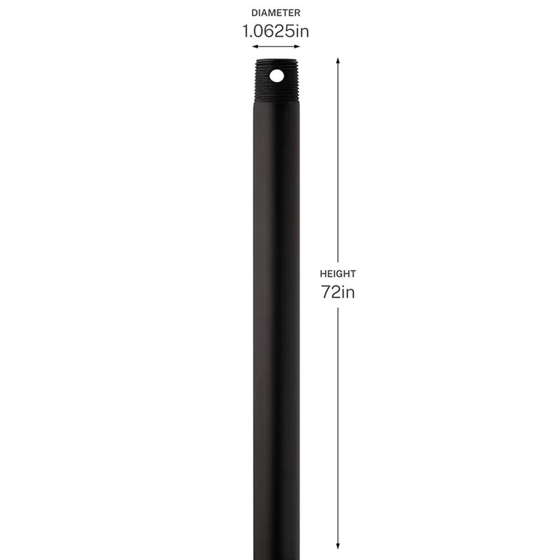 Kichler Accessory 72in Single Threaded Ceiling Fan Downrod | Satin Natural Bronze Steel | High Ceiling Fan Extension | 72 in L | Model C2609-SNB