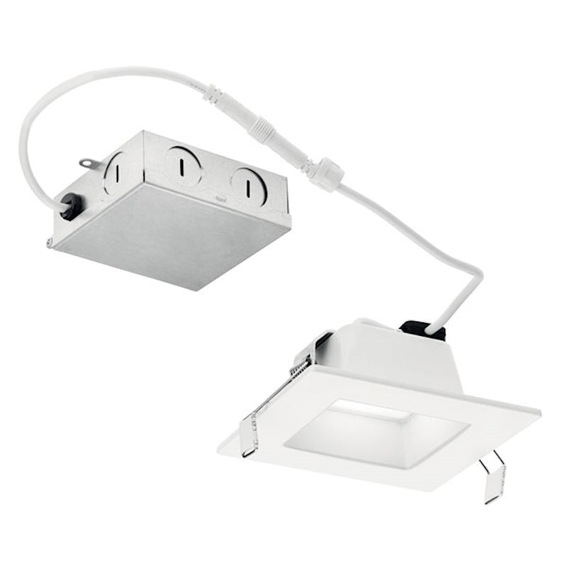 Kichler Direct-to-Ceiling 6in Square Recessed Downlight | 3000K LED, Textured White | Kitchen & Living Room | 8 x 22 x 2 in | Model DLRC06S3090WHT