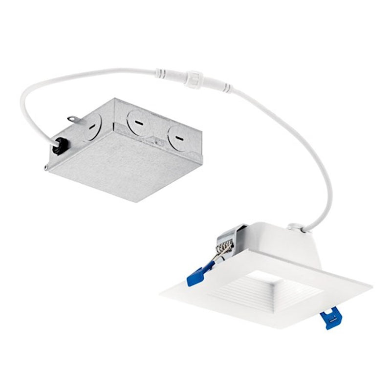 Kichler Direct-to-Ceiling 6in Square Recessed Downlight | 3000K LED, Textured White | Kitchen & Living Room | 8 x 22 x 2 in | Model DLRC06S3090WHT