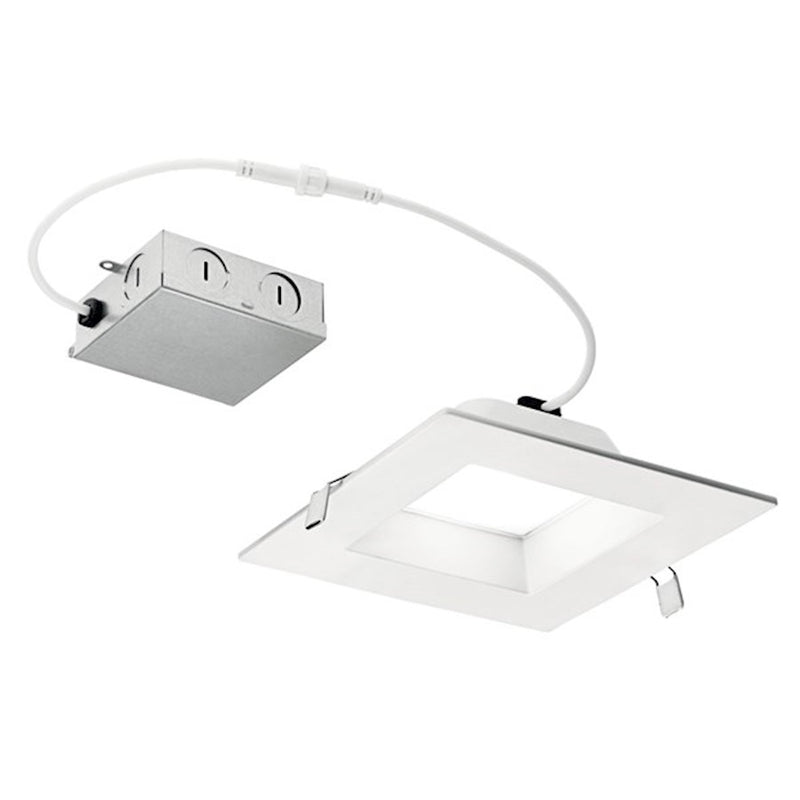 Kichler Direct-to-Ceiling 6in Square Recessed Downlight | 3000K LED, Textured White | Kitchen & Living Room | 8 x 22 x 2 in | Model DLRC06S3090WHT