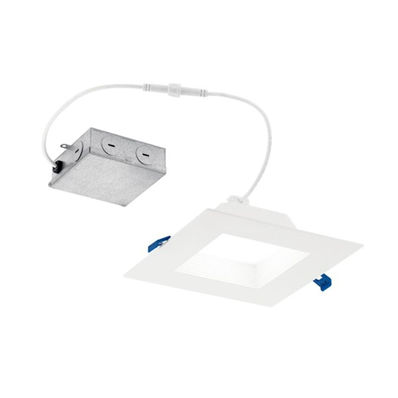 Kichler Direct-to-Ceiling 6in Square Recessed Downlight | 3000K LED, Textured White | Kitchen & Living Room | 8 x 22 x 2 in | Model DLRC06S3090WHT