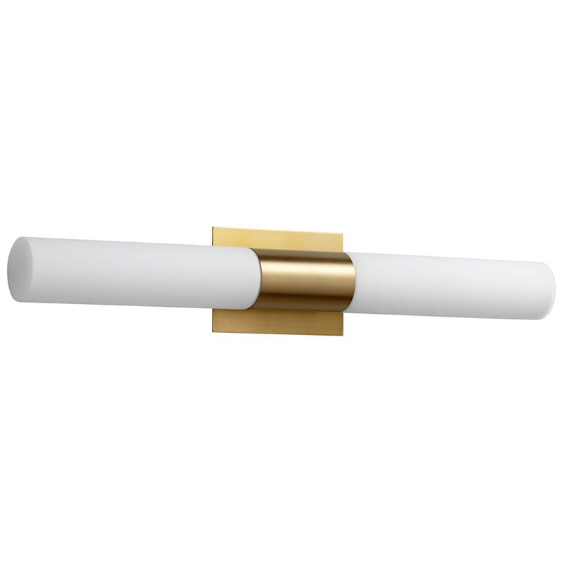 Luzaire Design Magneta 2 Light Vanity, Aged Brass/Matte Opal - 3-590-140