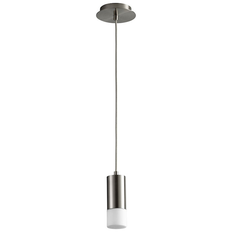 Luzaire Design Magneta 1 Light Pendant, Satin Nickel/Matte Opal - 3-607-124