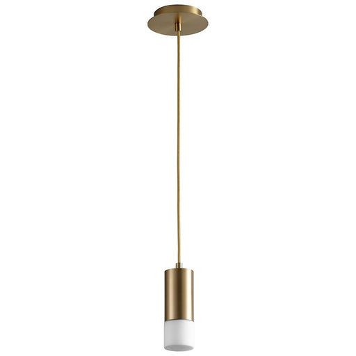 Luzaire Design Magneta 1 Light Pendant, Aged Brass/Matte Opal - 3-607-140