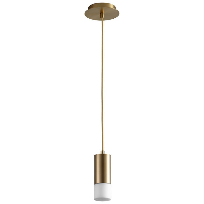 Luzaire Design Magneta 1 Light Pendant, Aged Brass/Matte Opal - 3-607-140