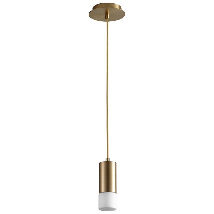 Luzaire Design Magneta 1 Light Pendant, Aged Brass/Matte Opal - 3-607-140