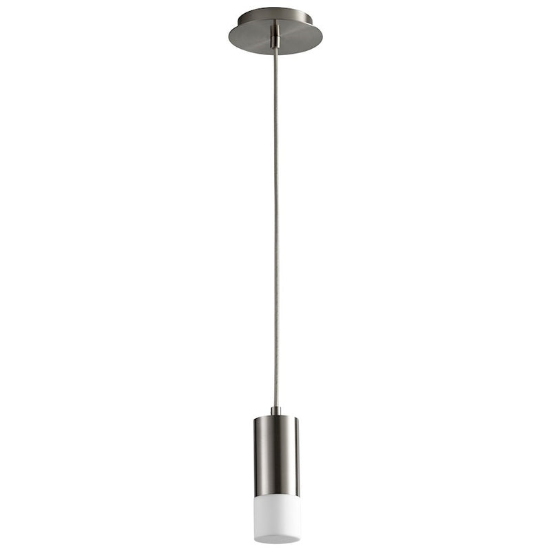 Luzaire Design Magneta 1 Light Pendant, Satin Nickel/Matte White - 3-607-24