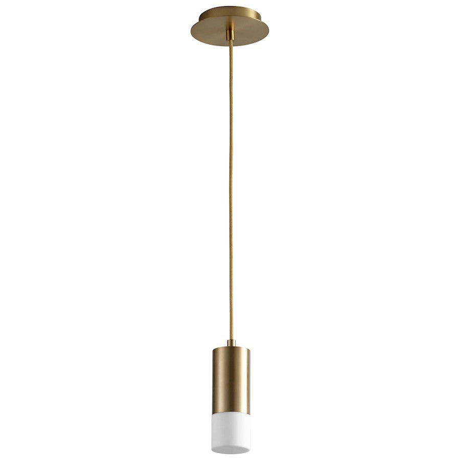 Luzaire Design Magneta 1 Light Pendant, Aged Brass/Matte White - 3-607-40
