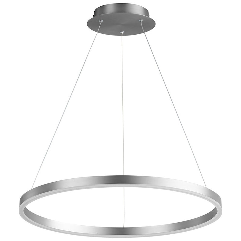 Luzaire Design Circulo 1 Light 24" Pendant, Satin Nickel/Matte White - 3-64-24