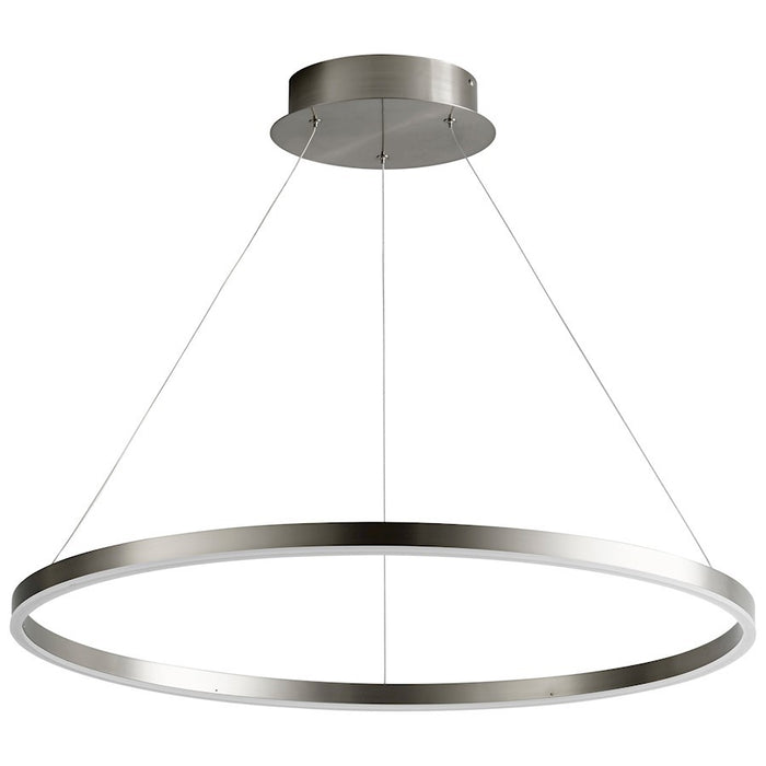 Luzaire Design Circulo 1 Light 32" Pendant, Satin Nickel/Matte White - 3-65-24
