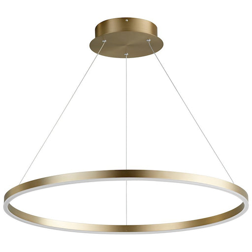 Luzaire Design Circulo 1 Light 32" Pendant, Aged Brass/Matte White - 3-65-40